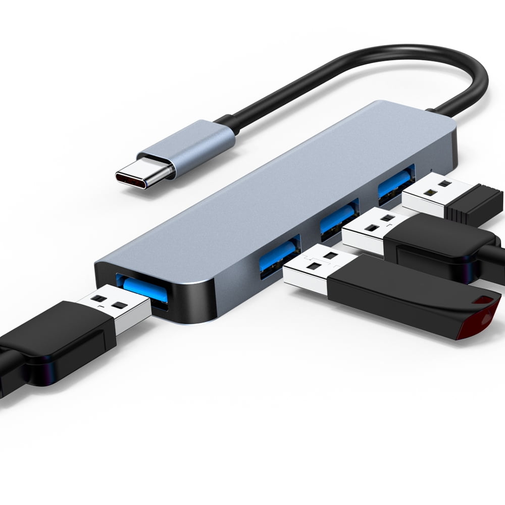 USB C Hub 4 Ports USB Type C to USB 3.0 Hub Adapter Compatible with MacBook Pro iMac Samsung Galaxy Note 10 S10 S9 LG Google Chromebook Pixelbook Dell XPS Oculus Rift and More (Gray)
