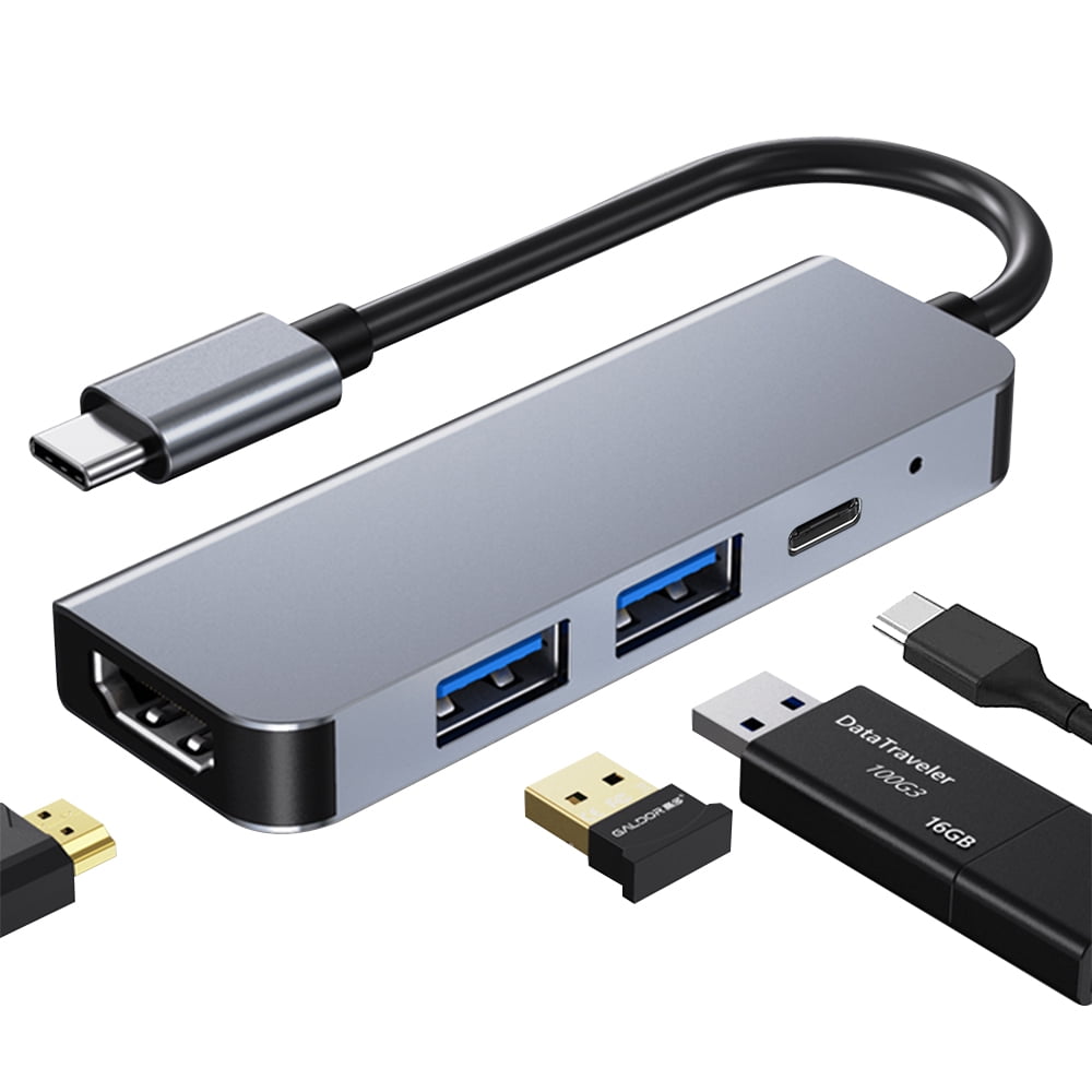 USB C Hub, 4-in-1 Type C to 4K HDMI, USB 3.0, USB 2.0, USB C Female 87W PD Adapter Thunderbolt 3 Compatible, Work for MacBook Pro/Air 2018 2019, iPad Pro, Surface Book 2, Dell XPS 13/15