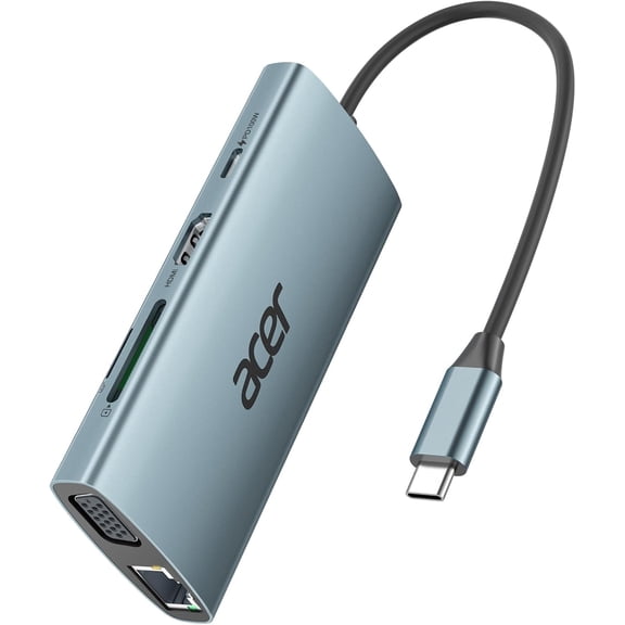USB C Hub with 4k HDMI, 9-in-1 to Ethernet Adapter, 5Gbps USBA 3.0 Docking Station, VGA Splitter, SD Card Reader, PD 100W Charging for MacBook, , Laptops, Surface and More