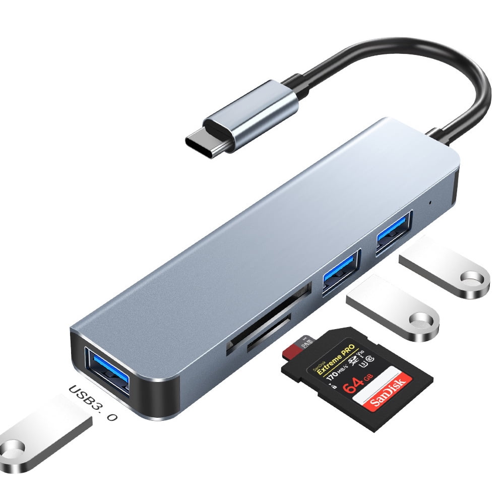 USB C Hub 5 in 1 USB C to 3.0 Splitter with 1 USB 3.0 Port, 2 USB 2.0 Port,SD/TF Card Reader, and USB A 3.0 Adapter Compatible for Mac.Book Pro, Chromebook, ipad, XPS, and USB C&USB Adevices