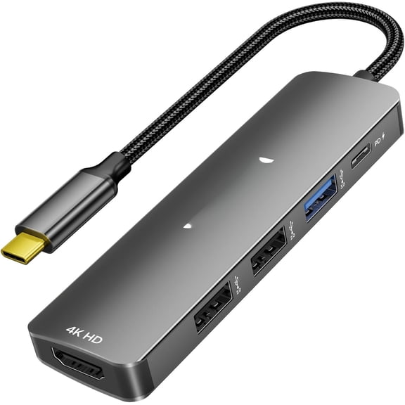 USB C Hub, 5 in 1 USBC Hub with 4K HDMI, 100W Power Delivery,3 USB A Data Ports, USB C to HDMI Multiport Adapter for Laptop, PC,Tablet, MacBook Neo/Pro/Air, iPad Pro, iMac, 17/16/15