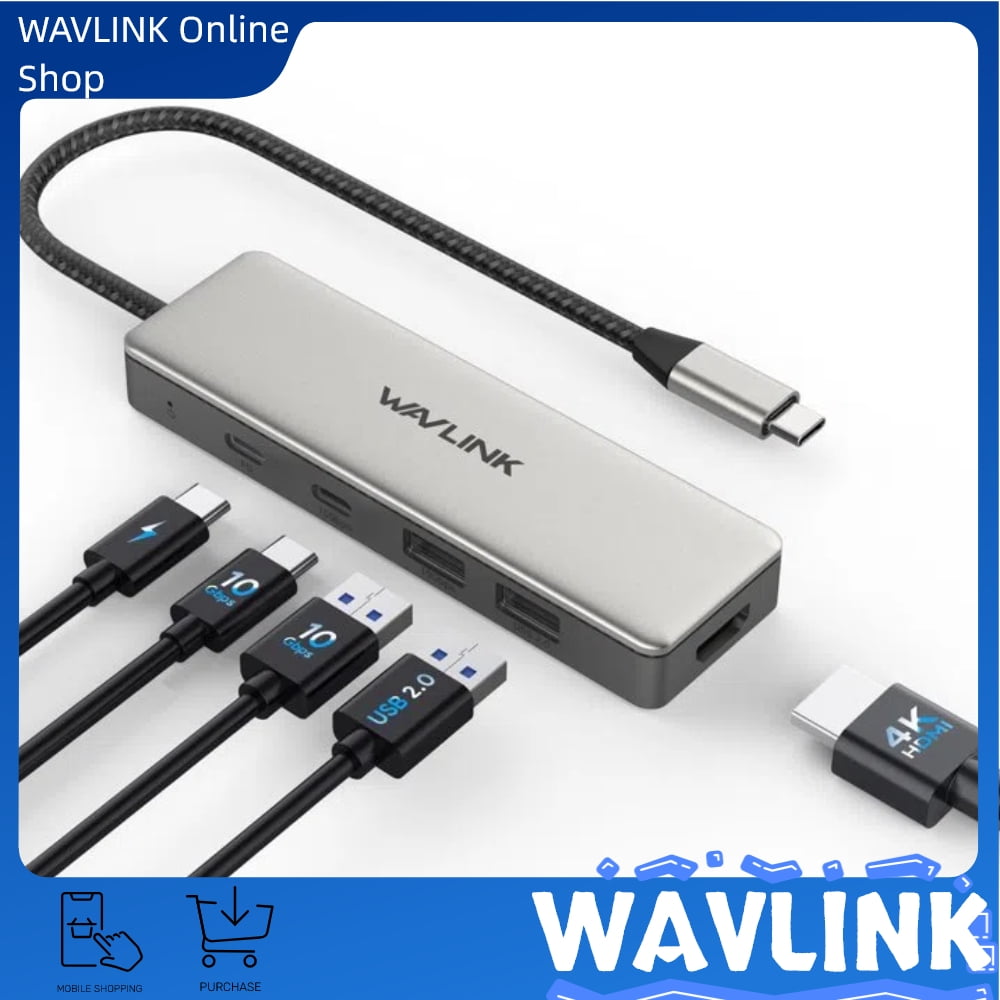USB C Hub, 5-In-1 Type C to 4K HDMI Multiport Adapter with 140W Power Delivery, 2 USB 3.1 10Gbps Ports, 1 USB A 2.0 Port for MacBook Air/Pro Chromebook and More Type C Devices