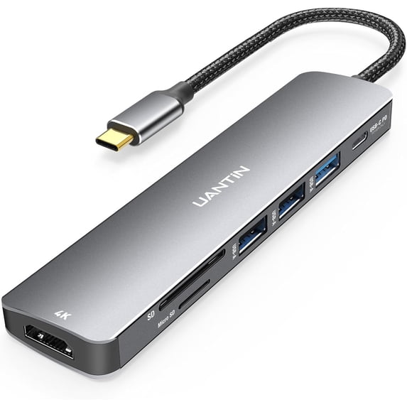 USB C Hub 7 in 1 Multiport Adapter with 4K HDMI Dongle, 100W PD, SD/TF Card Reader, 3 USB-A, USBC Docking Station for MacBook Mac Pro/Air, Dell, HP, ASUS, and Other Type Laptops