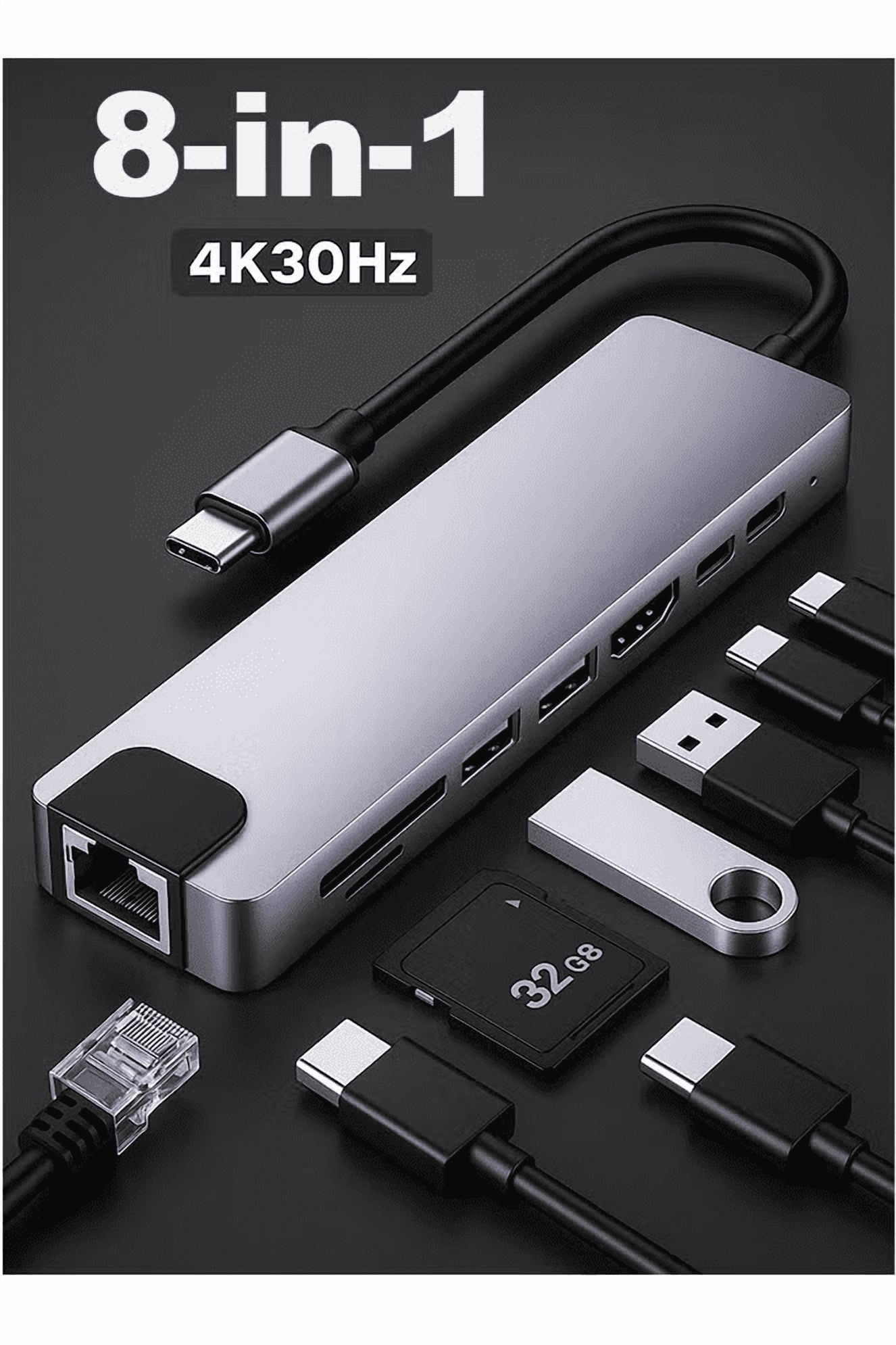 USB C Hub 8-in-1 Adapter with 4K HDMI, 100W PD Charging, 3 USB 3.0 Ports, Ethernet Port, SD/TF Card Reader, USB-C Multiport Hub Compatible with MacBook, Windows Laptop, iPad, Android