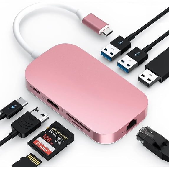 TOTU USB C Hub, 9 in 1 Type C Hub with Ethernet Port, 4K USB C to HDMI