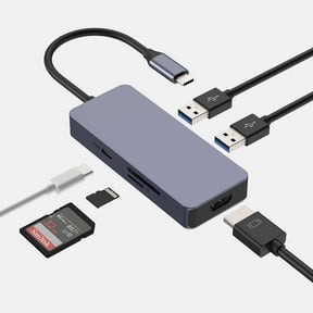 USB C Hub, Adapter USB C Dongle for MacBook Pro/Air Ipad Pro, 6 in 1 USB C to HDMI Multport Adapter, for Laptop, Surface Pro 8 and More(4K HDMI USB 3.0 SD/TF Card Reader 100W PD)