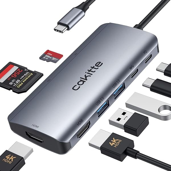 USB C Hub: Dual Monitor 2 HDMI, 2 USB, PD, SD/TF Card Reader for Windows & Mac - Dell/HP/Lenovo Compatible