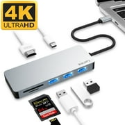 USB C Hub, EQUIPD Aluminum 7 in 1 USB Type C to 4K HDMI Multiport Adapter, 1 USB 3.0 / 2 USB 2.0 Ports, 87W PD, USB C Hub Multiport Adapter for MacBook Pro/Air HP XPS and Other Type C Devices Grey