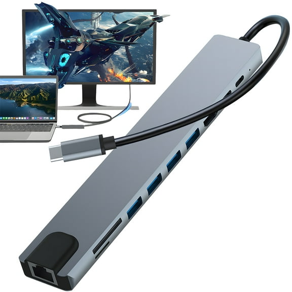 USB C Hub Ethernet HDMI Adapter, 10 in 1 Multiport Laptop Docking Station with 4K HDMI, RJ45 Ethernet, SD/TF Card Reader, USB 3.0/2.0, PD 100W, LAN USB-C Dongle for MacBook Pro/Air,iPad Pro,XPS,etc
