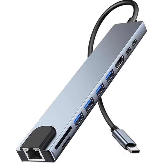 USB C Hub Ethernet HDMI Adapter, 10 in 1 USB C Docking Station with 4K HDMI, RJ45 Ethernet, SD/TF Card Reader, USB 3.0/2.0, PD 100W, USB C, LAN USB C Dongle for MacBook Pro/Air, iPad Pro, XPS, etc