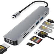 USB C Hub HDMI Adapter for MacBook Pro/Air,7 in 1 USB C Dongle with HDMI, SD/TF Card Reader, USB C Data Port,100W PD, and 2 USB 3.0 Compatible for MacBook Pro/Air, Dell XPS, Lenovo Thinkpad.
