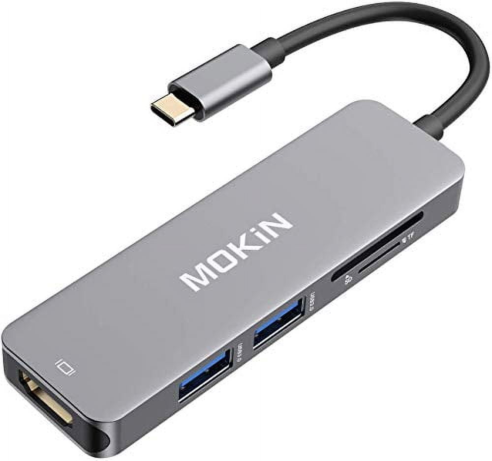 Mokin Multi-port USB Hub with 3 USB 3.0 Ports,RJ45 Ethernet Port,TF/SD Card  Reader and Type-C Power Delivery for Laptop and More