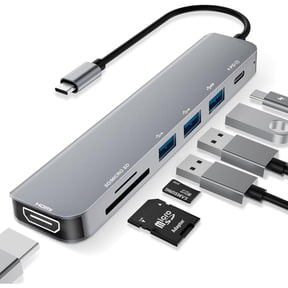 USB C Hub HDMI Adapter for Monitor,7 in 1 USB C Docking Station with 4K HDMI, SD/TF Card Reader Compatible for MacBook Pro, XPS More Type C Devices