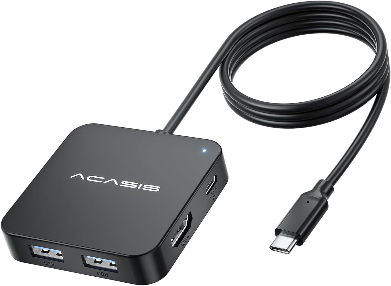USB C Hub Long 4FT 10Gbps, Multiport Adapter with 4K 60Hz HDMI, 100W Power Delivery, 3 USB A3.1+1 USB-C 3.1 Data Port, USB c to HDMI Adapter for MacBook, Dell, Lenovo, Surface, iPad PRO