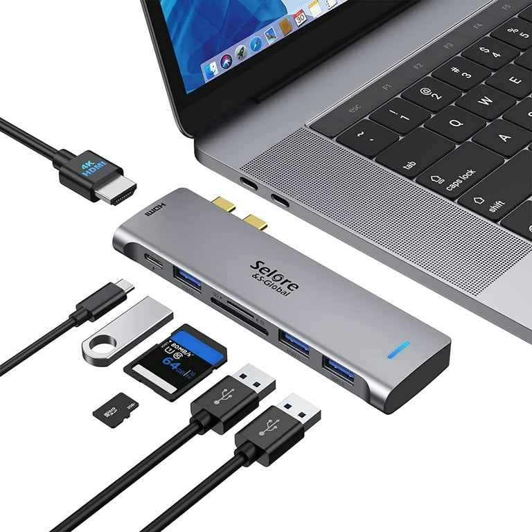 USB C Hub HDMI 4K 60Hz Multiport Adapter for MacBook Air Pro Accessories,  USBC to Type C, Thunderbolt 3, 100W Power Delivery, USB A 3.2 2.0 Ports, SD