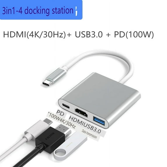 USB C Hub USB C Multi-Port Adapter Docking Station Aluminum Alloy USB C to HDMI Hub Dongle SD/TF Card Reader Compatible with MacBook Pro/Air XPS and More Type C Devices