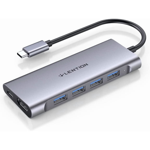 USB C Hub Multiport Adapter with 4K HDMI, 100W Charging, 4 3.0 5Gbps Splitter Compatible 2016-2026 MacBook Pro/Air/Neo, Mac, Surface, iPhone & Type-C Device, Stable Driver(C35, Space Gray)