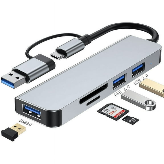 USB C Hub Multiport Adapter 5 in 1 Type C Hub with USB 3.0 Data Transfer, SD/TF Card Reader USB C Adapter for MacBook Pro Air Surface Pro Book 3, IPad Pro, XPS
