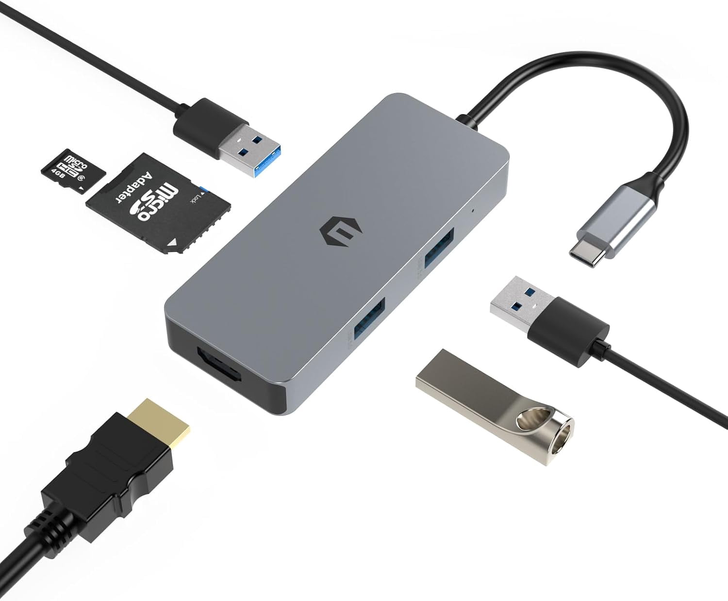 USB C Hub Multiport Adapter, 6-in-1 USB C Hub with 4K HDMI Output, 3. 0 ...