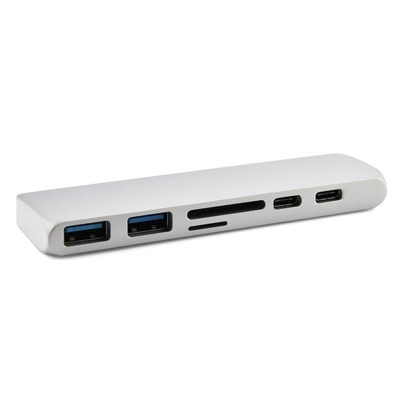 USB C Hub Multiport Adapter,7-in-1 USBC Dongle,USB-C with 4K HDMI, 100W PD Charging, USBC Data, 2 USB-A Data, Micro/SD Card Readers, for MacBook Air/Pro/Neo,Silver