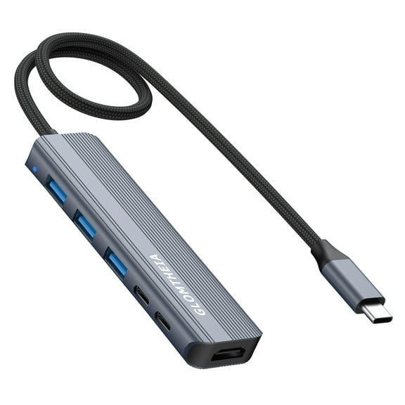 USB C Hub Multiport Adapter Dongles for MacBook Pro/Air Mac iPad Laptop, Tpye C Multiple Dock with 4k@30Hz HDMI, USB A 3.0, USB C 3.0, 100W Pass Through Charging