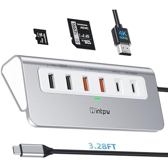 USB C Hub, P9 PRO USB C Hub Multiport Adapter with 4K@60Hz HDMI, PD 100W, Type-C & 2 USB A 3.2 10Gbps, 2 USB A 2.0, SD/TF Card Reader, 3.28FT Cable, USB Hub for PC, iPhone 17 Series, Mac, iPad