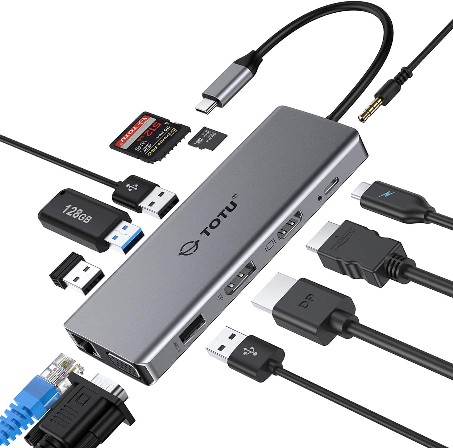 BENFEI USB Hub with 4 USB Ports and USB Type-C/Type-A 2in1 Cord Design  Compatible with MacBook, Mac Pro/Mini, iMac, Ps4, PS5, Surface Pro,Flash  Drive