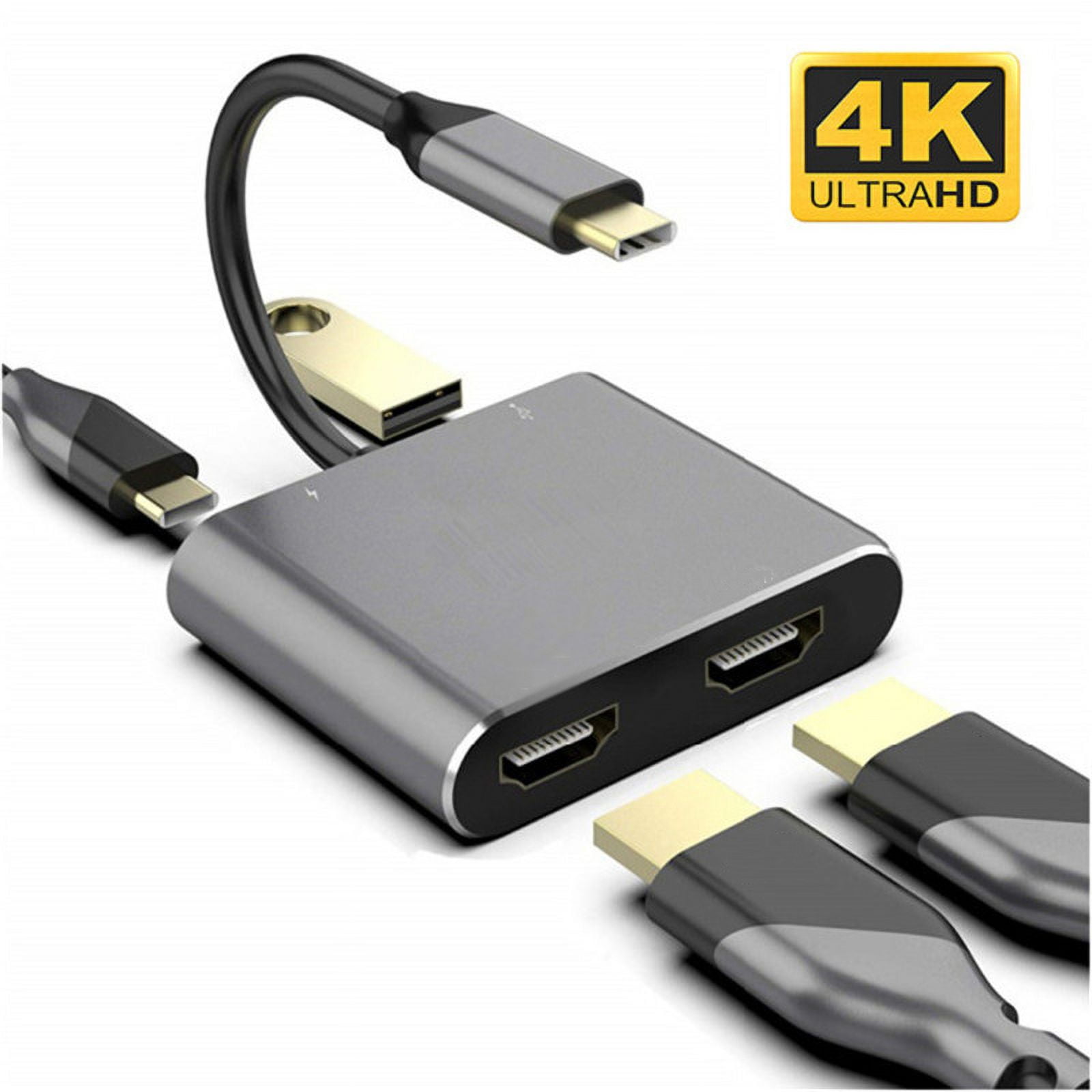 USB C Hub Thunderbolt 3 To Dual Display 4K UHD USB 3.0 A Port Type C PD