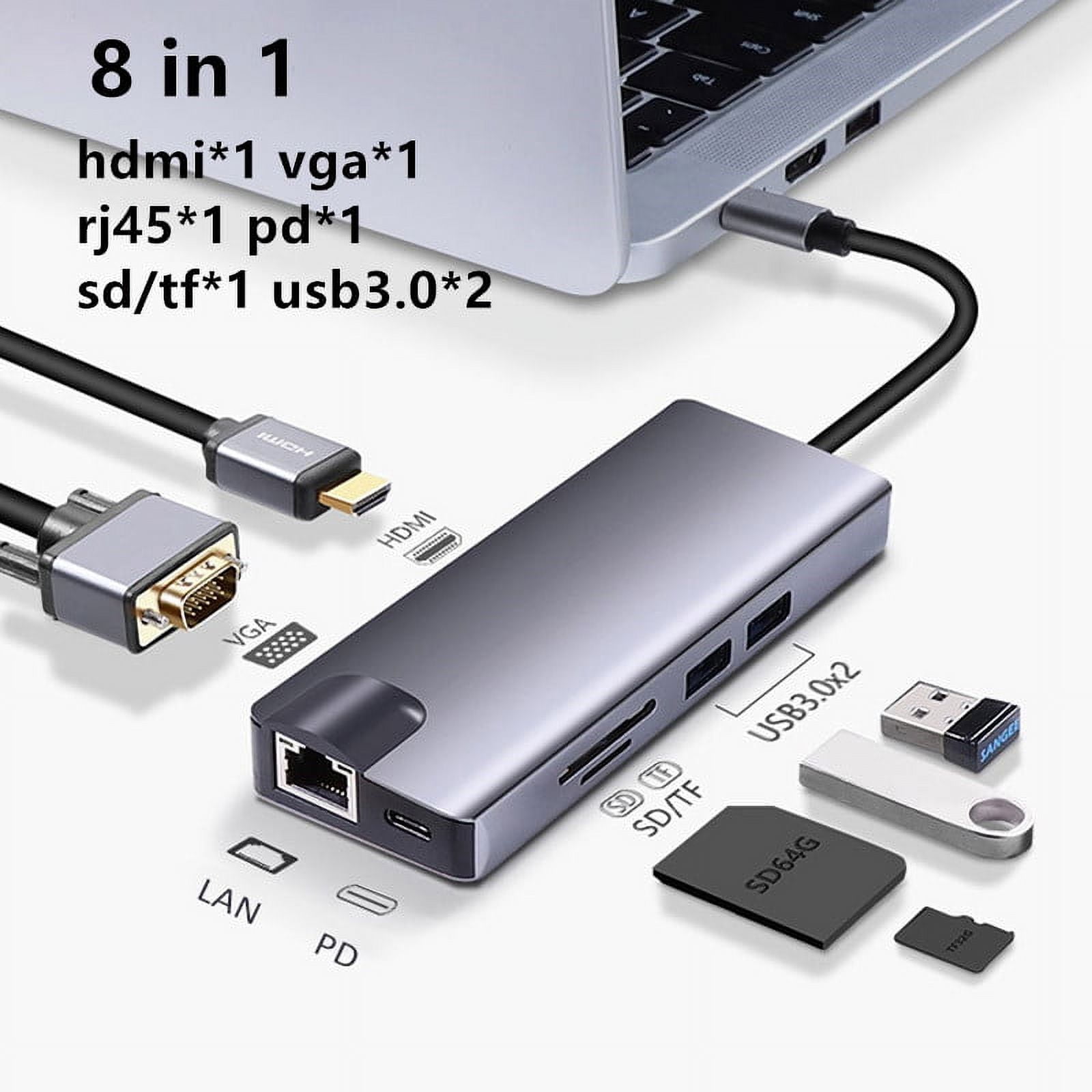 USB C Hub Triple Display Dual Monitor Adapter Laptop Hub USB C to 2 ...