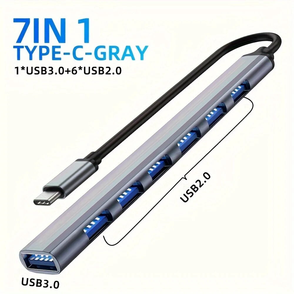 USB C Hub USB Hub 3.0, Aluminum 7 in 1 USB Extender, USB Splitter with ...
