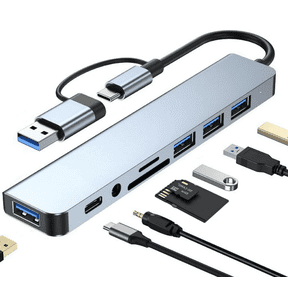 USB C Hub USB Hub, USB Splitter 8 in 1 USB Extender with SD/TF Card Reader, 3.5mm Aux Headphone Jack for MacBook Pro Air and More PC/Laptop/Tablet Devices