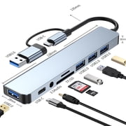 USB C Hub USB Splitter 8-in-1 USB Extender with 4 USB Port 1 USBC Jack TF/SD Card Reader 3.5mm Audio Output for MacBook Pro/iPad Pro/iPhone 15/Laptop/Galaxy Phones/More 1 to 8