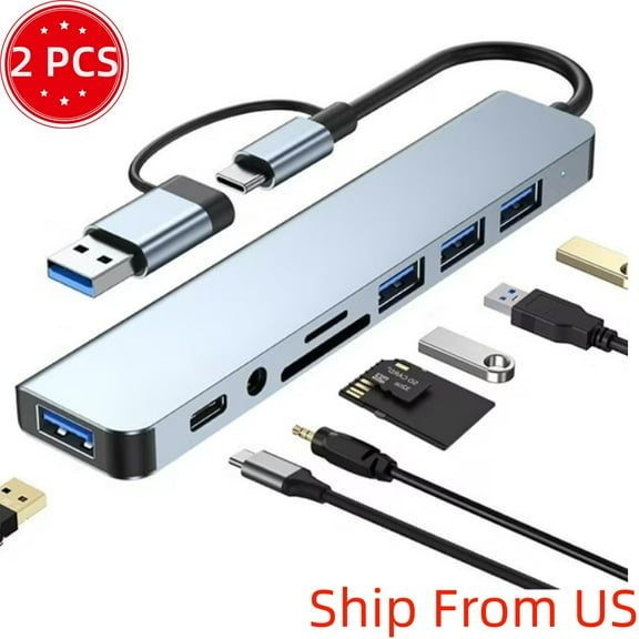USB C Hub USB Splitter 8-in-1 USB Extender with 4 USB Port 1 USBC Jack TF/SD Card Reader 3.5mm Audio Output for MacBook Pro/iPad Pro/iPhone 15/More