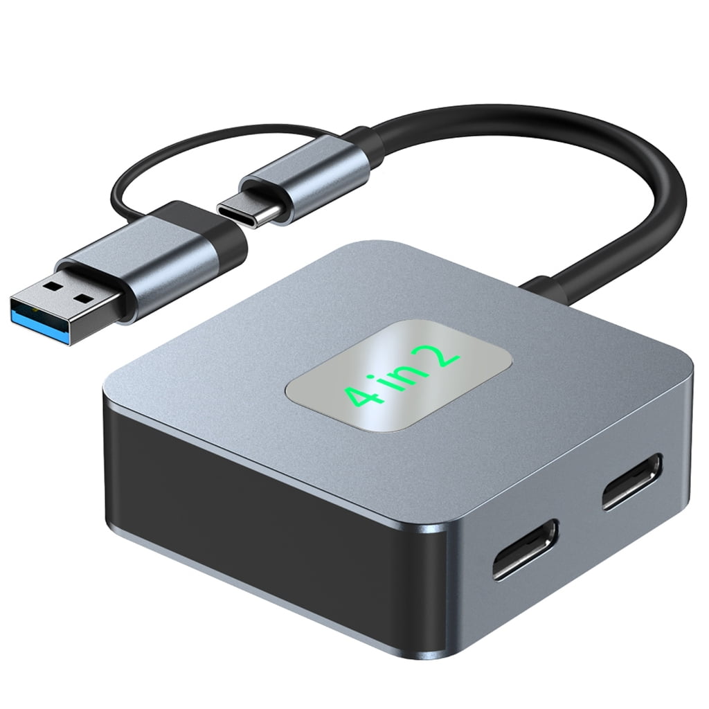 USB C Hubs Type C to 2 USB3.0 + 2 Type C Port Adapter for Laptop Desktop Phone