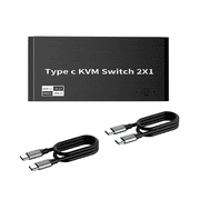USB C KVM Switch with 8K DisplayPort/HDMI Output 2-in-1 Out for Laptop and Monitor, 100W Power Delivery