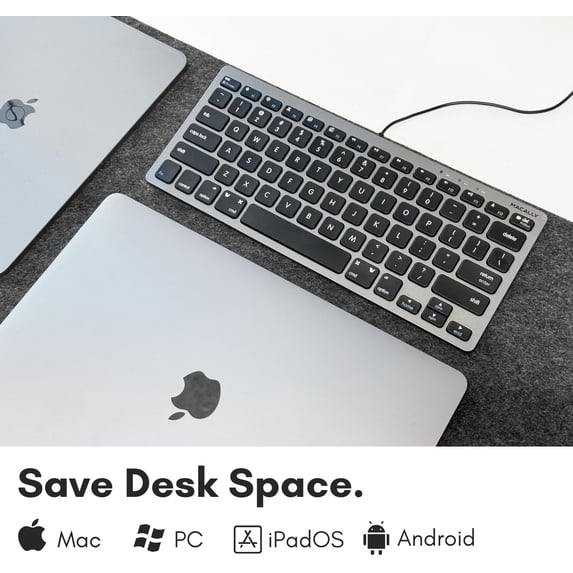 USB C Keyboard for Mac, Slim Wired Keyboard for MacBook, iMac Compatible Keyboard, Plug & Play for Mac mini, iPad, Windows & Chromebook with USB-C Port – Space Grey