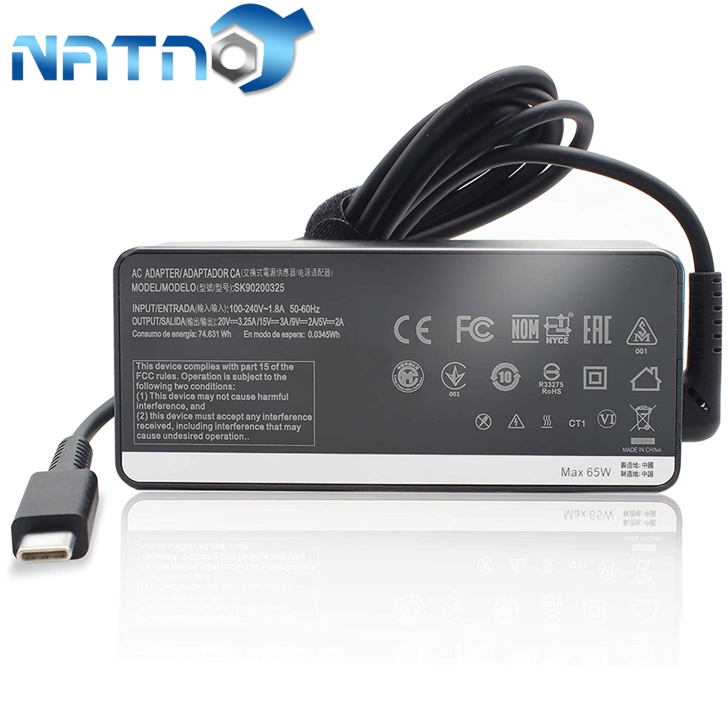 USB C Laptop Charger 65W 45W for Lenovo Chromebook 100e 300e 500e C330 S330  ThinkPad T480 T480s T580 T580s E480 E580 Yoga A485 T490S T590 C930 C940 13  IdeaPad 730s AC Adapter