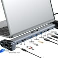 thumbnail image 1 of USB C Laptop Docking Station Stand, 10 In 1 Folding Tilt Stand Triple Display USB C , 4K, PD 100W, USB 3.0, TF, SD, Audio, RJ45 for MacBook & Windows, 1 of 7