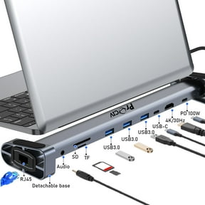 USB C Laptop Docking Station Stand, 10 In 1 Folding Tilt Stand Triple Display USB C , 4K, PD 100W, USB 3.0, TF, SD, Audio, RJ45 for MacBook & Windows