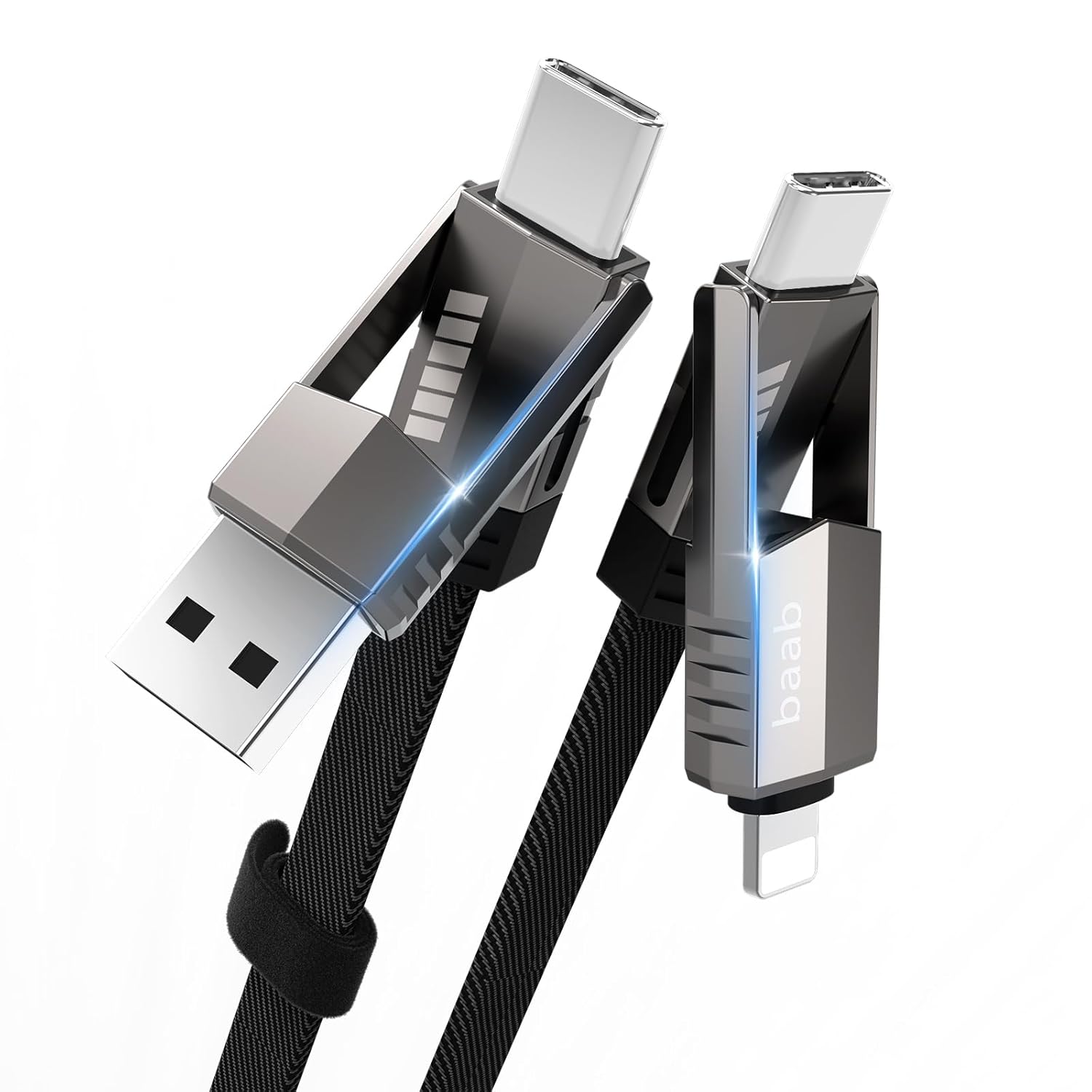 USB C Lightning Cable, 4 in 1 100W USB C to USB C Cable 3.3ft Flat