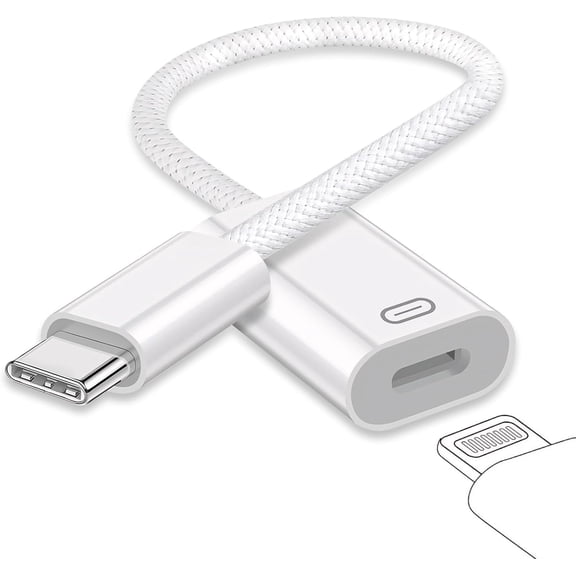 USB C to Lightning Headphone Audio Adapter, Type C Male to Female Lightning Earphone Converter with Charge/Data Transfer, Compatible with iPhone 17/16/15 Plus/Pro/Max, iPad Pro/Air 6/5/4, MacBook