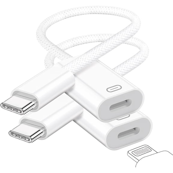 USB C to Lightning Headphone Audio Adapter, Type C Male to Female Lightning Earphone Converter with Charge/Data Transfer, Compatible with iPhone 17/16/15 Plus/Pro/Max, iPad Pro/Air, MacBook2 Pack