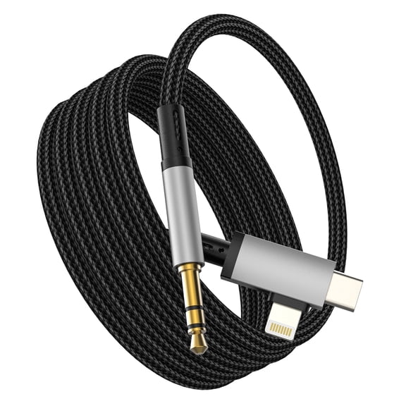 USB C Lightning Male to 3.5mm Male AUX Audio 1M Cable for iPhone 16 15 14 Pro Earphone Adapter Type C AUX Headphone Jack Cord for iPad Car Auxiliary Earphone Accessories Compatible for Samsung
