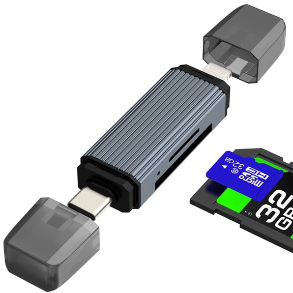 USB C Lightning to SD Card Reader for iPhone 17 16 15 14 Digital Camera Micro SD TF Memory Photo Transfer for Apple for iPad MacBook OTG Adapter Compatible for Samsung Type C Converter Android Car