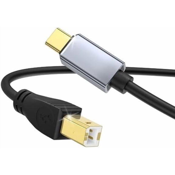 USB C MIDI , Type C to USB 2.0 MIDI Interface  for Midi Controller, Keyboard, Audio Interface for ipad, , Laptop, MacBook, 5FT USB B to USB C Printer  Black