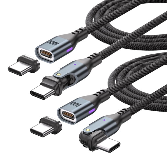 USB C Magnetic Charging Cable 240W (2Pack,6ft/6ft), 16Pin Type C to Type C Magnet Charger Cable/360&180 Rotation Magnetic Phone Charger Data Cable for Phone 15/Samsung/M-Book/Pad Series (1.8m*2)