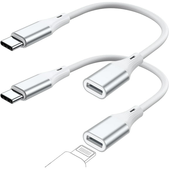 USB C Male to Lightning Female Adapter (2 Pack), 27W PD Fast Charging&Data Transfer for iPhone 15/15 Plus/15 Pro/15 Pro Max,iPad Air,Not for Audio/OTG