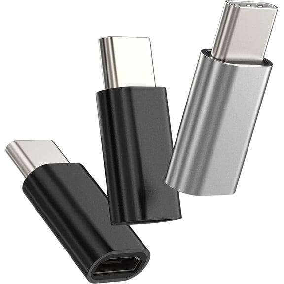 USB C Male to Micro USB Female Adapter(3 Pack) Compatible for Samsung Galaxy S22 Ultra S20 S21 S10 Z Flip S9 Note Pixel 5XL for iPad Pro Air4 2020 Android Charger Cable to TypeC Port Charging