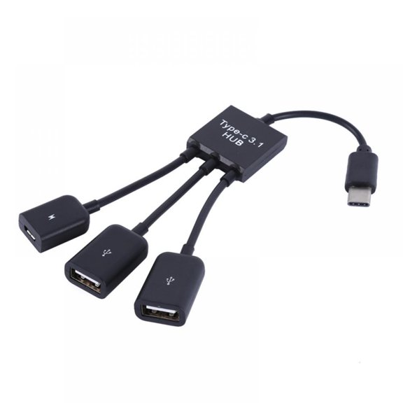 USB C Male to Three USB Cable Adapter,Female OTG Charging Cable 2 Port HUB Cables 1 to 3 Cord or Y Splitter Cables for MacBook,iPad Pro Air,Microsoft Surface Go,PC,Laptop