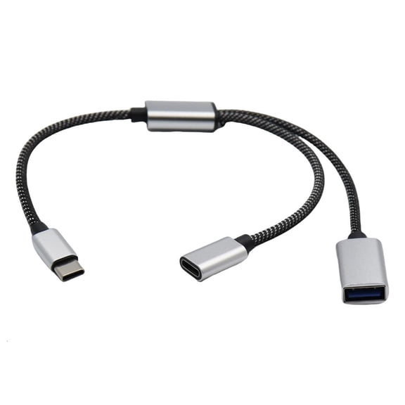USB C Male To 2 Female Splitter Cable,480Mbps Quick Data Syncs And Power Extension For Laptops And Consoles